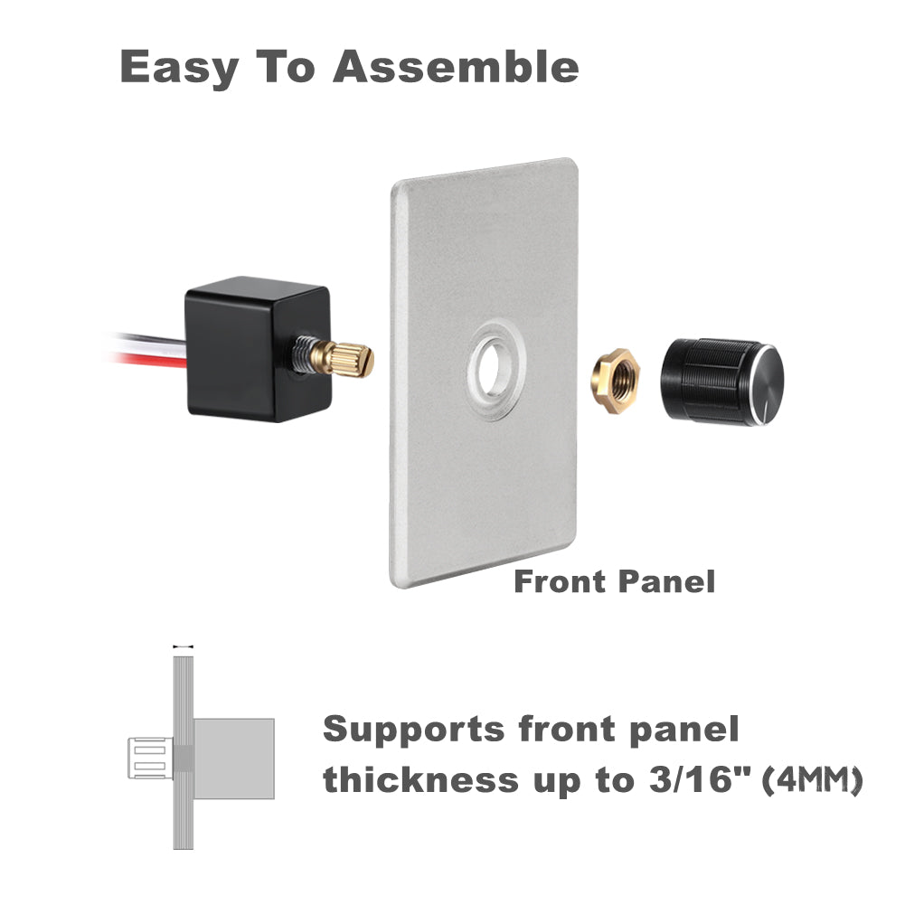 12V Dimmer Switch LED Light Dimmer, Rotary Dimming Switch for RV Boat Truck Van LED Lighting 6A
