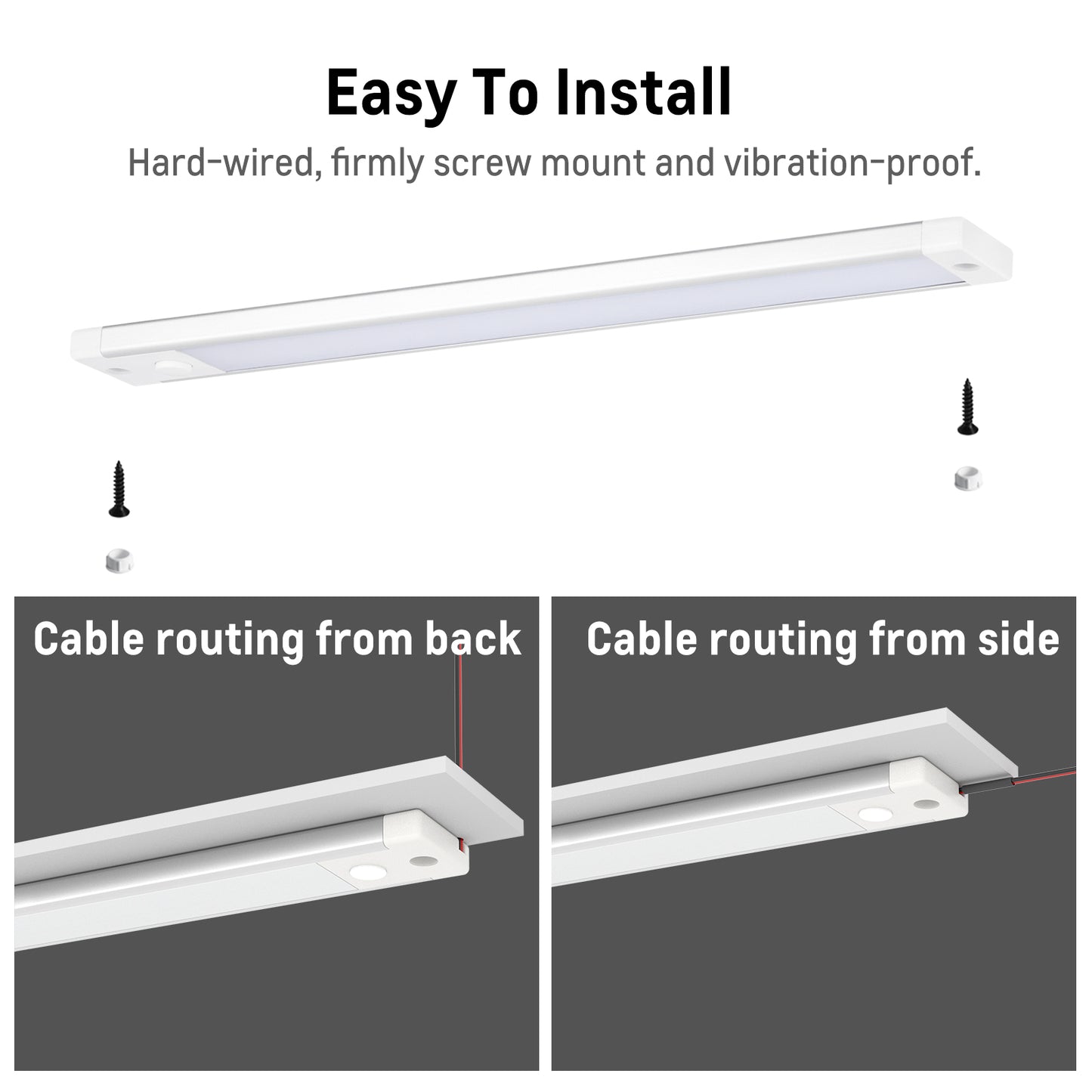 RV 12V Under Cabinet LED Lighting Linear Light Bar with Integral Dimming Switch & Red Light, Screw Mount 12 Inches