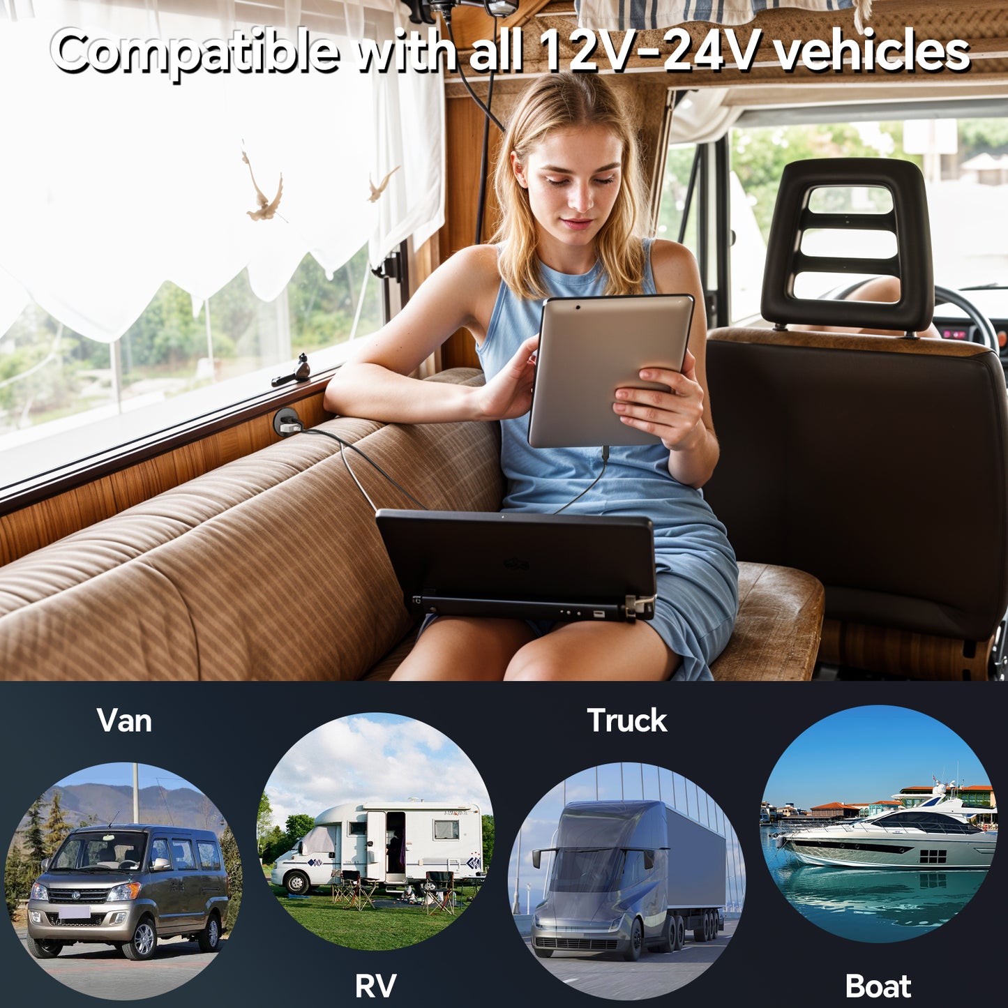 RV 12V USB Outlet USB Charger All-Aluminum, Type A + Type C Ports with Max 24W Output, PD3.0&QC3.0 Fast Charging for Boat Bus Truck