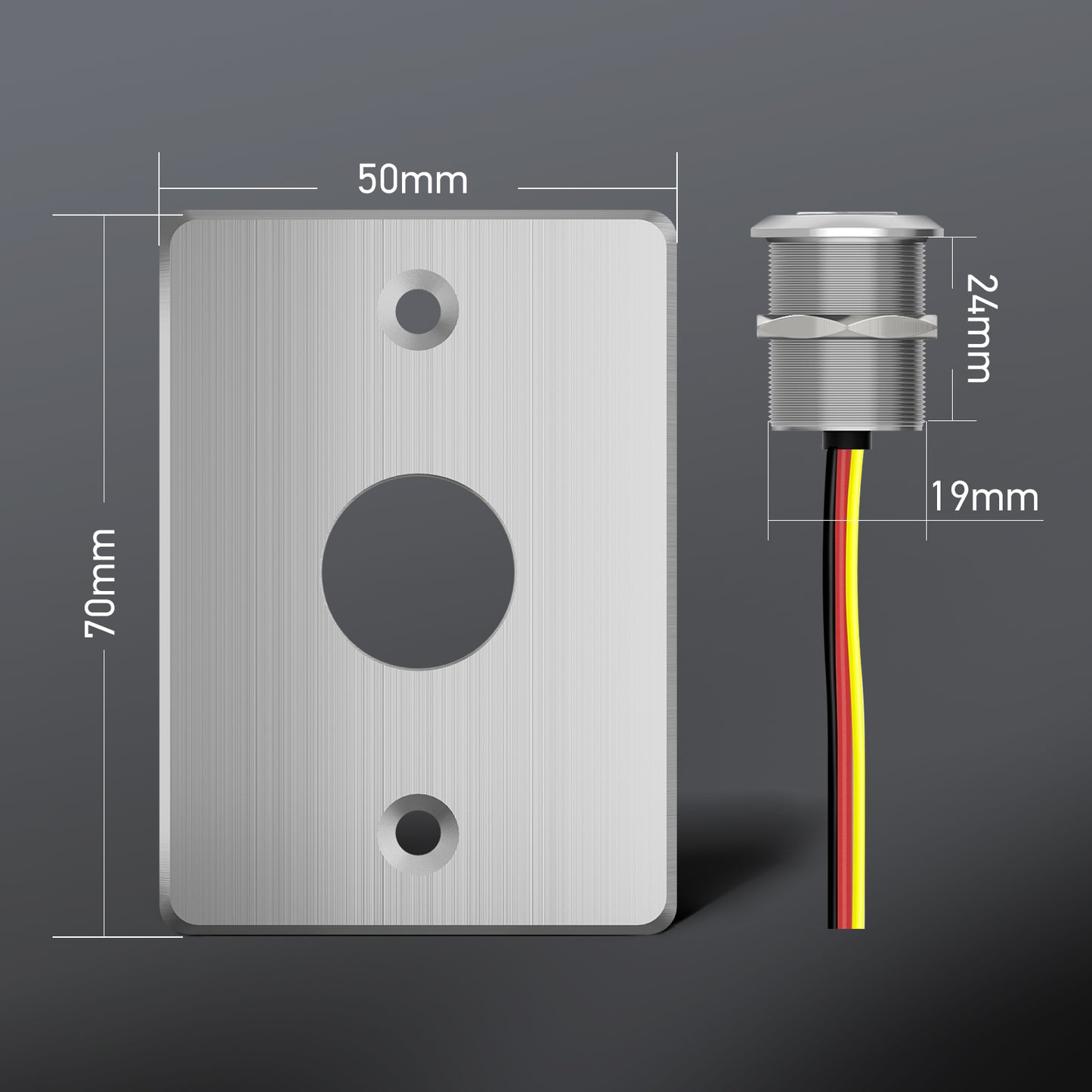 12V Dimmer Switch High Side, Push Button Dimmer for RV Boat Lighting & Led Strip Light, 6A Full Aluminum with Red Ring Light