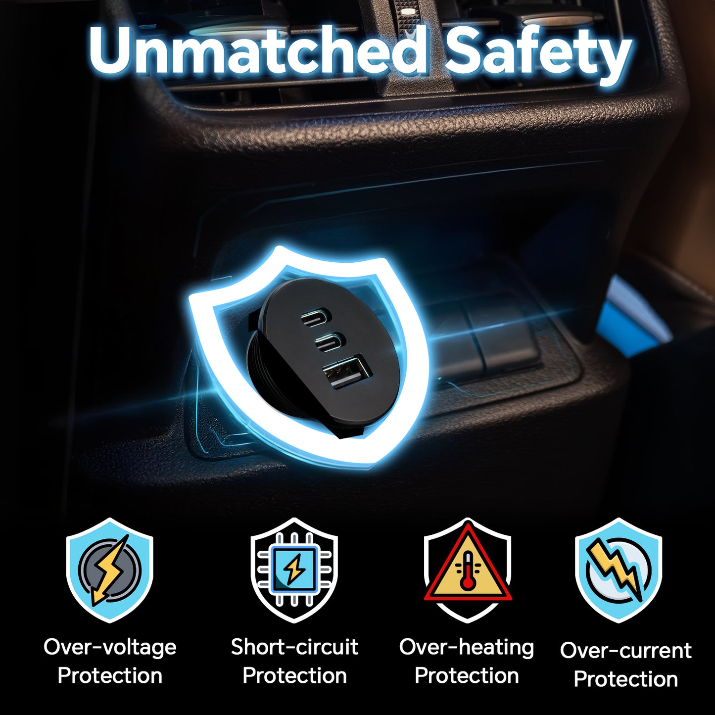 USB C Socket 12V Outlet Aluminum, Dual 20W PD3.0 Type-C & 18W QC3.0, Multi Port Fast Charging for Camper Trailer Truck Boat