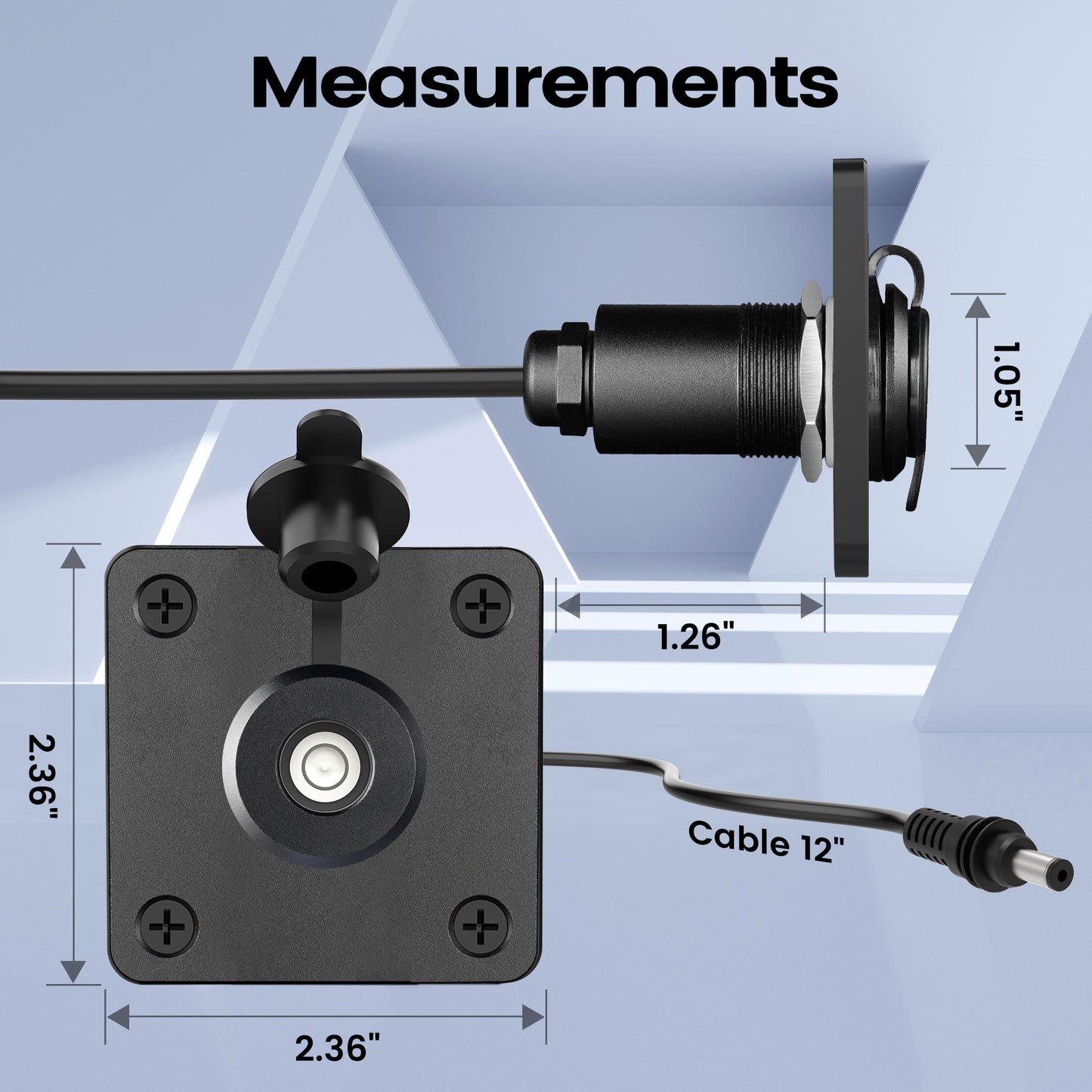 Waterproof Wall Socket Passthrough for Starlink Mini, Aluminum DC 5.5 x 2.1