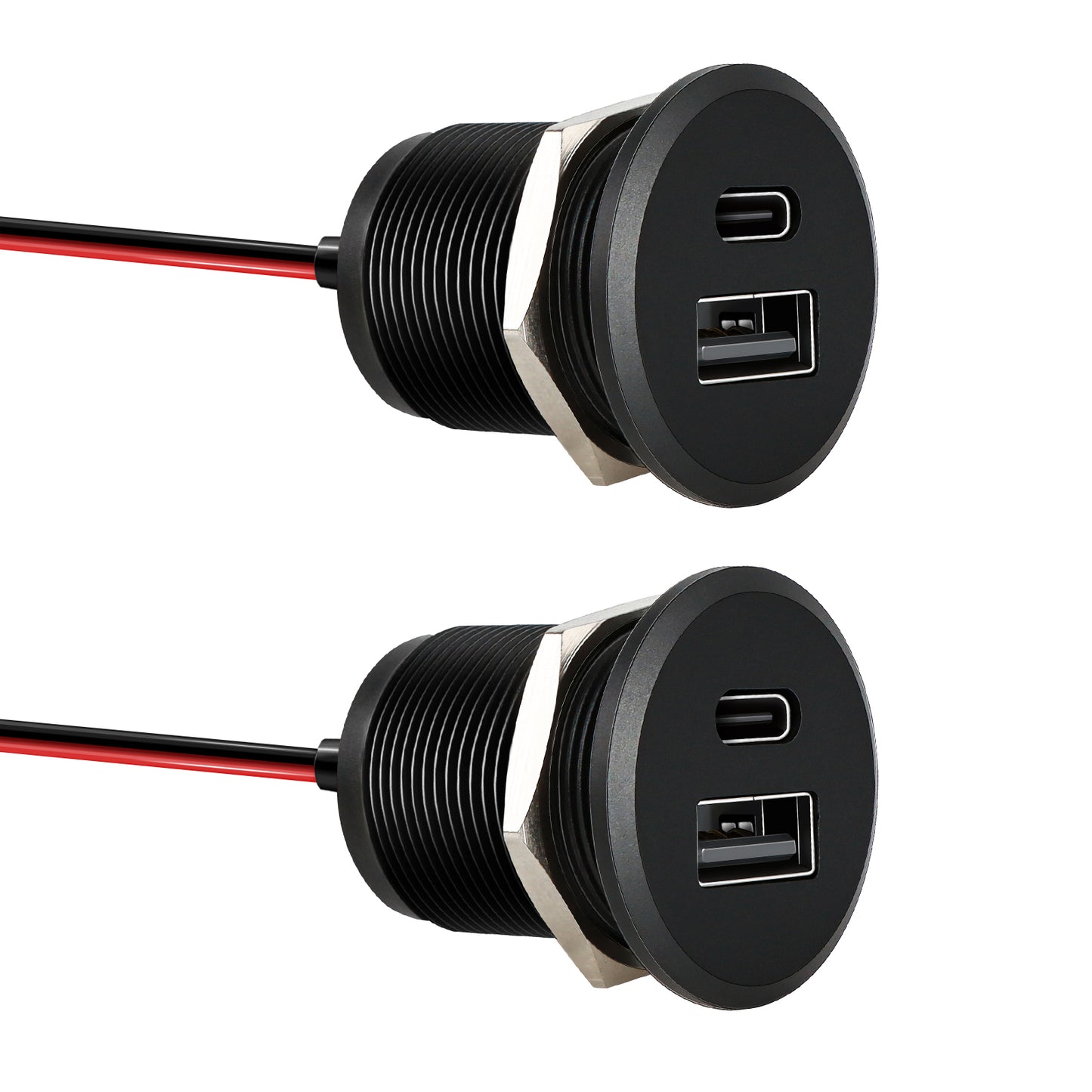 RV 12V USB Outlet USB Charger All-Aluminum, Type A + Type C Ports with Max 24W Output, PD3.0&QC3.0 Fast Charging for Boat Bus Truck
