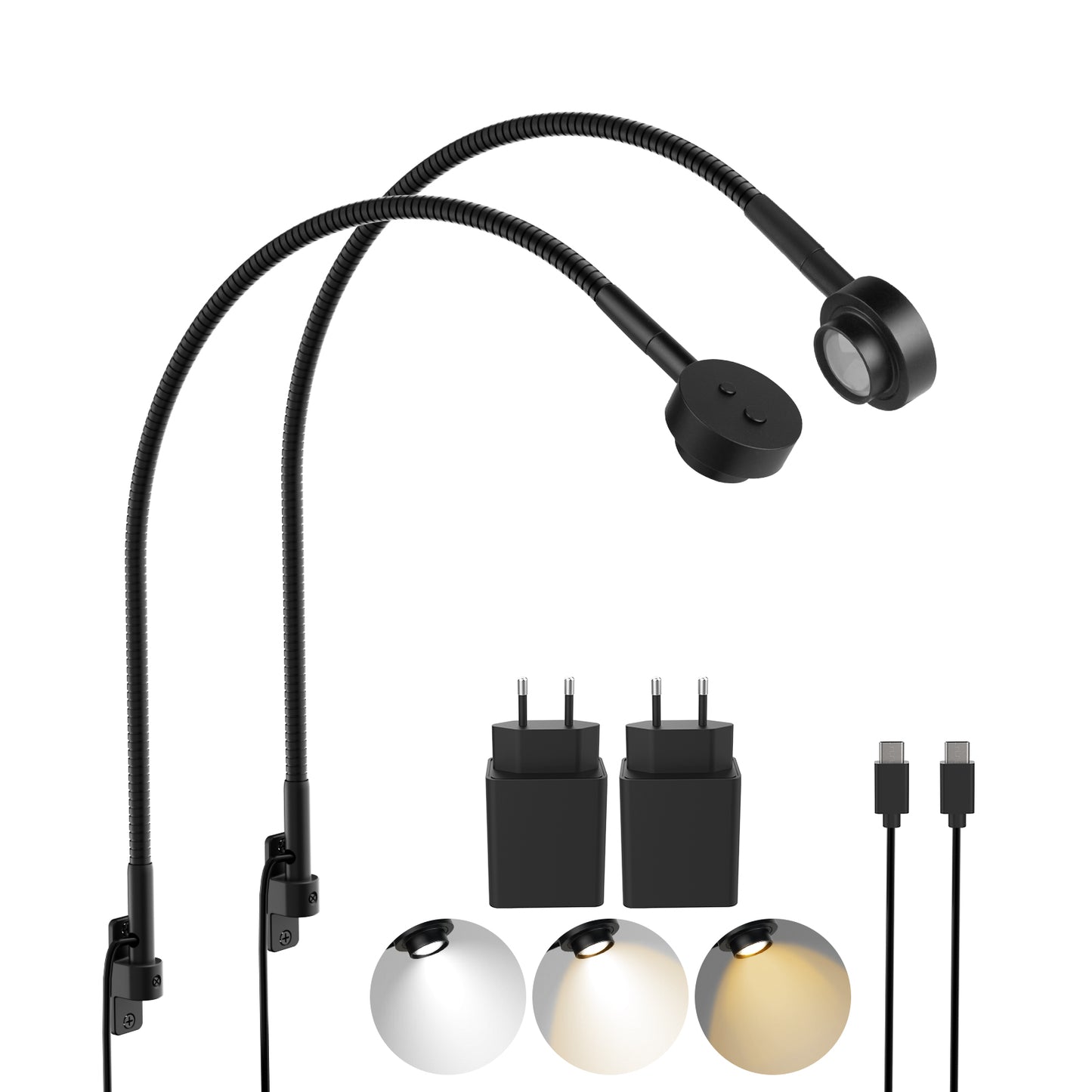 Bedside LED Reading Light, 2700K/4000K/6000K/Amber