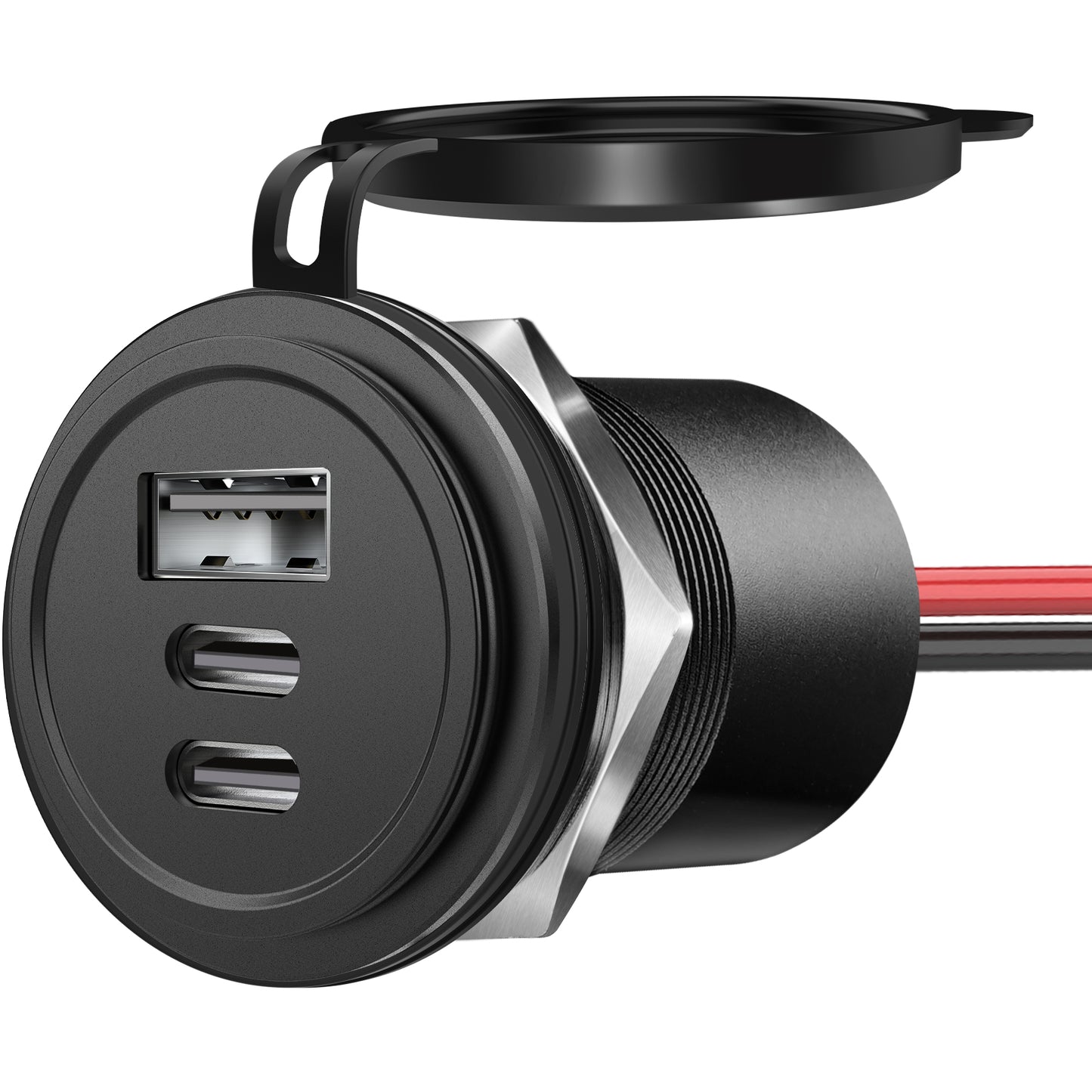 68W 3 Port 12V USB Socket Outlet, 2*USB C +USB A