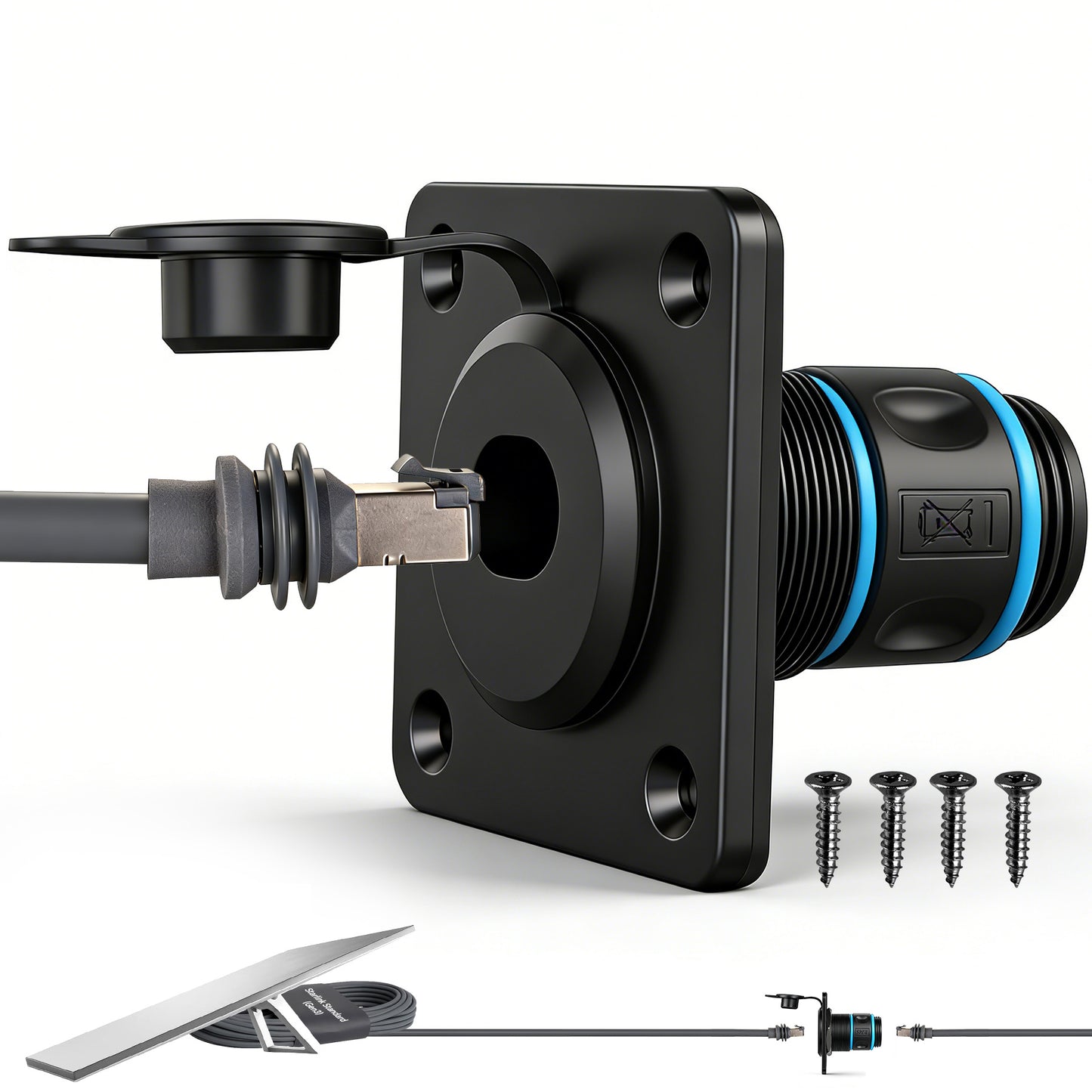 Waterproof Pass Through RJ45 Wall Socket for Starlink Gen3