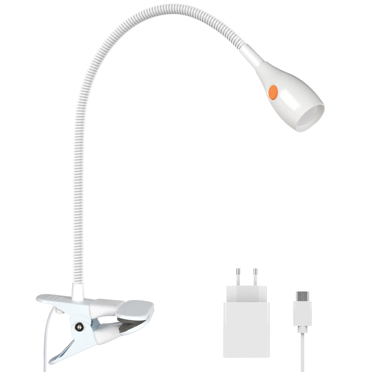 Reading Light for Clip on Lamp 3000K/Amber Light with USB-C Adapter White