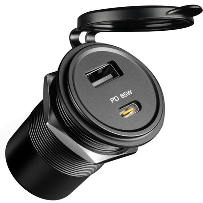 83W 12V USB Socket Outlet, PD3.0 65W+QC3.0 18W