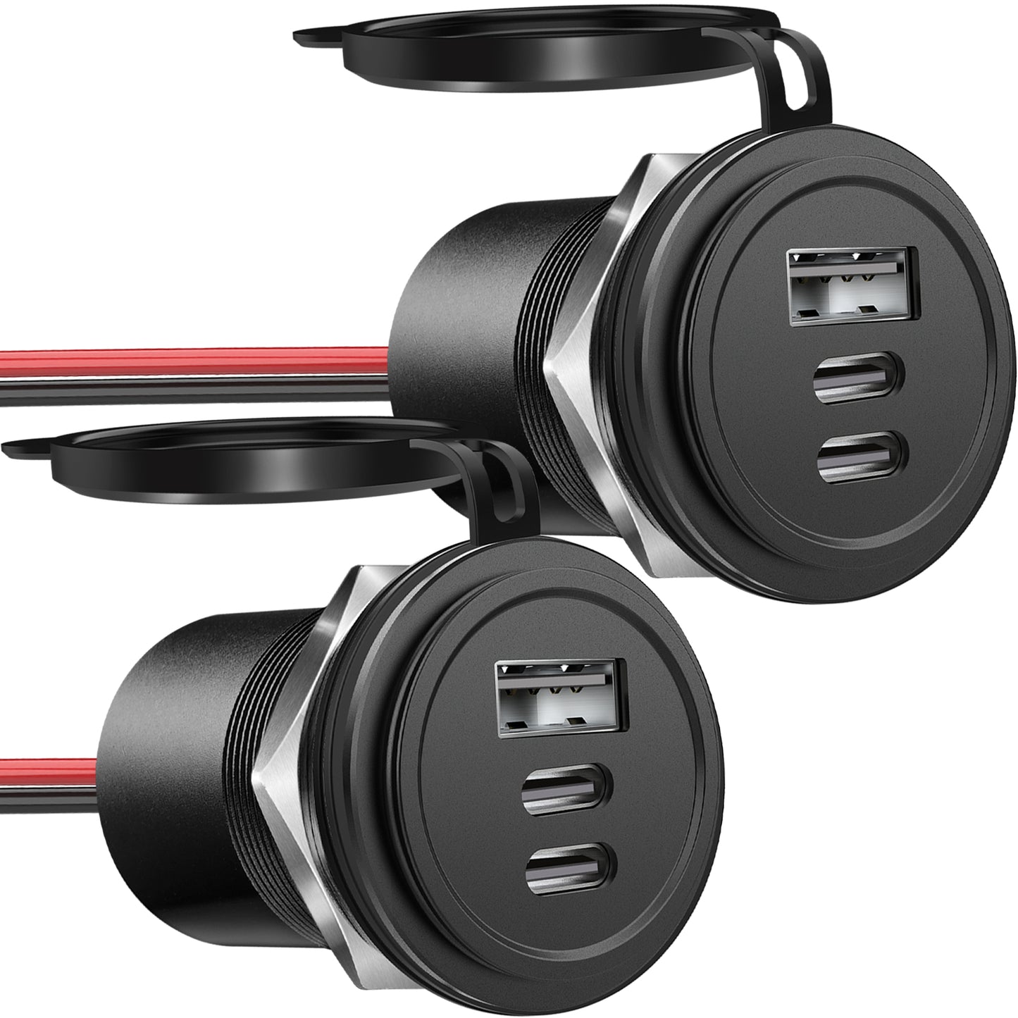 68W 3 Port 12V USB Socket Outlet, 2*USB C +USB A