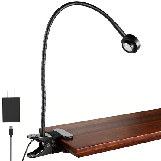Clip On Reading Light, 3 Color Mode Dimmable LED,USB-C Adapter Included
