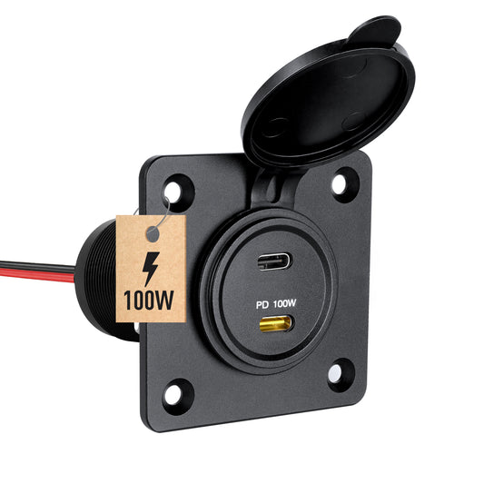120W 12V USB C Socket 100W PD & 20W PD RV USB Outlet All-Aluminum