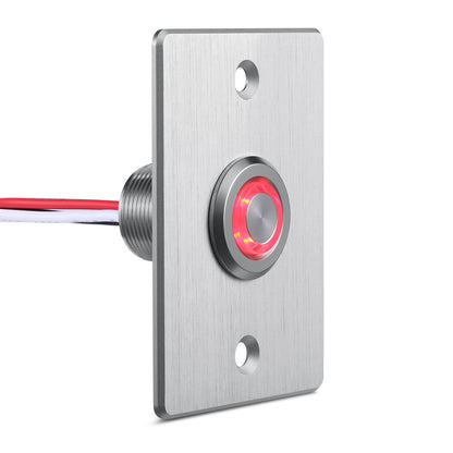 12V Dimmer Switch PWM Low Side, Push Button Dimmer for RV Boat Lighting & Led Strip Light, 6A Full Aluminum with Red Ring Light