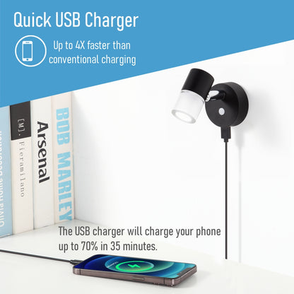 12V LED Reading Light, RV wivel Wall Lamp Built-in USB Charger