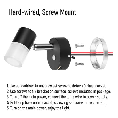 12V LED Reading Light, RV wivel Wall Lamp Built-in USB Charger