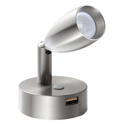 12V LED Spot Reading Light RV Dimmable with USB Charger Swivel Hard-wired(Brushed Nickel)