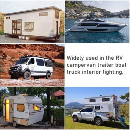 12V LED Reading Light RV Boat Flexible Gooseneck Built-in USB-C Quick Charger, DC12-24V, Hard-wired, Nickel