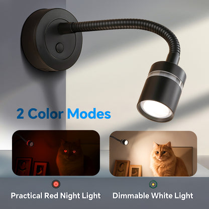 12V LED Reading Light Dimmable 4000K/Red Nightlight Built-in 20W Type-C Charger 2 Pack