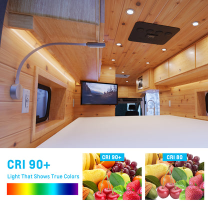 12V LED Reading Light 4000K RV Boat Inbuilt USB Charger/Red Night Light Flexible