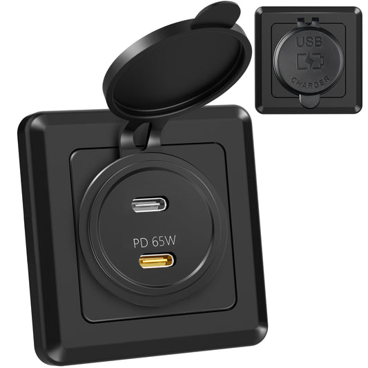 85W 12V USB C Socket 65W PD & 20W PD RV USB Outlet All-Aluminum
