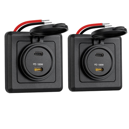 120W 12V USB C Socket 100W PD & 20W PD RV USB Outlet Aluminum