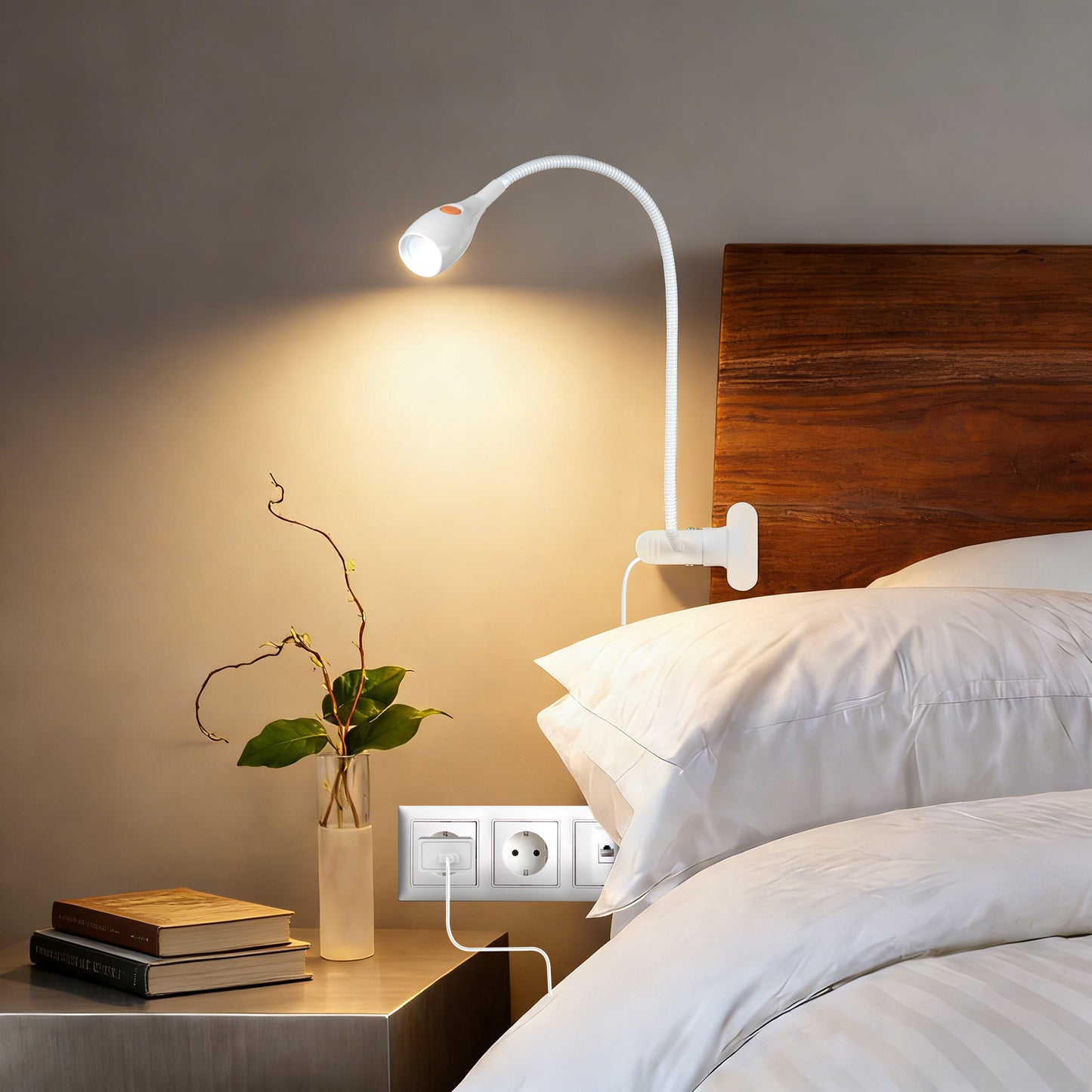 Reading Light for Clip on Lamp 3000K/Amber Light with USB-C Adapter White