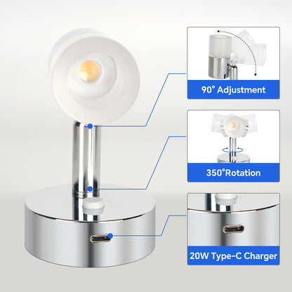 12V Reading Light RV 3200K/Red Night Light Built-in 20W Type-C Charger 1 Pack