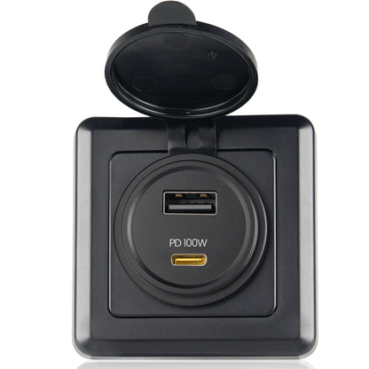 118W 12V USB Socket Aluminum Outlet, 100W PD3.0 USB-C & 18W QC3.0 USB-A