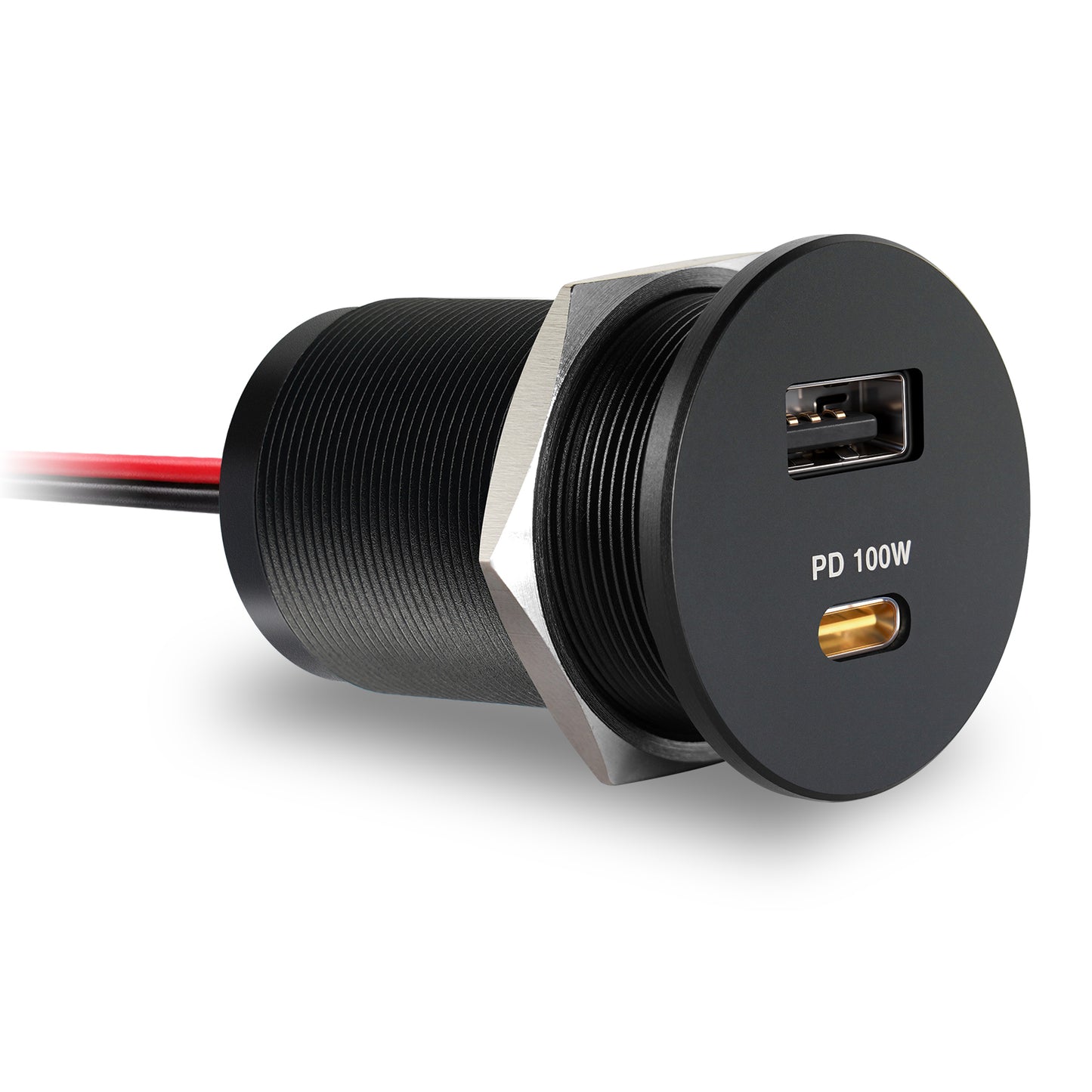 118W 12V USB Socket Aluminum Outlet, 100W PD3.0 USB-C & 18W QC3.0 USB-A