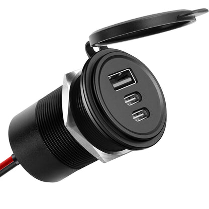 68W 3 Port 12V USB Socket Outlet, 2*USB C +USB A