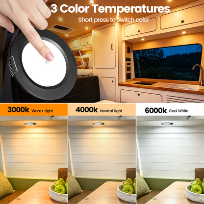 12V LED Lights, Recessed Ceiling Light 76mm 3CCT 3000K/4000K/6000K