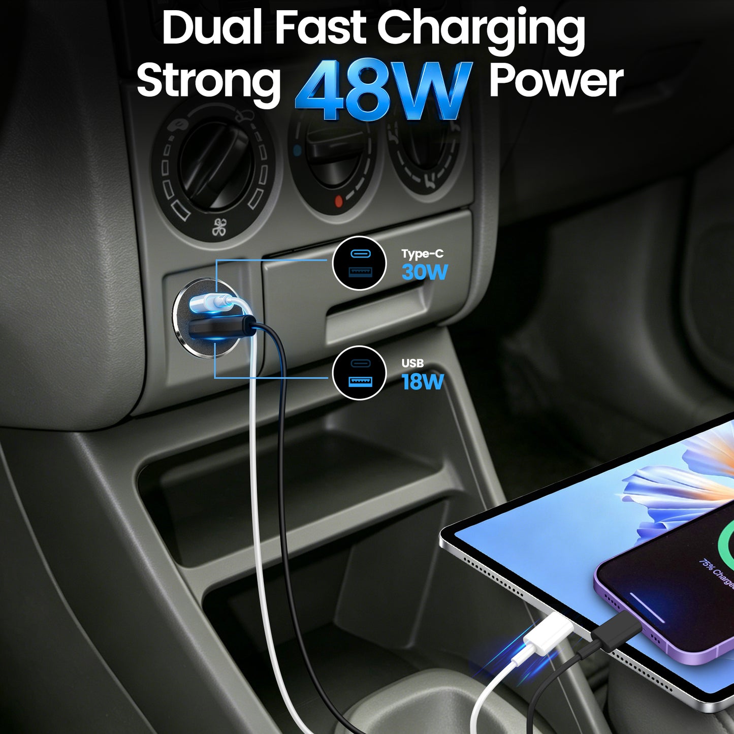 48W 12V USB Socket Outlet, PD3.0 30W+QC3.0 18W