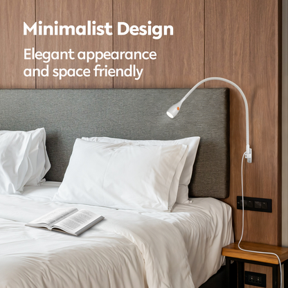 Wall Mounted Minimalist Bedside Reading Light Powered by Type-C Adapter Wjite