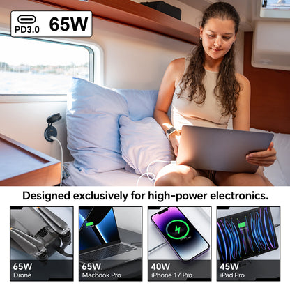 85W 12V USB C Socket 65W PD & 20W PD RV USB Outlet All-Aluminum
