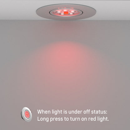 12V LED Puck Light, RV Boat Swivel Recessed LED Interior Light, 36° Beam Angle Vertical 70° Adjustment,Full Aluminum Downlights,3 Inch Inbuilt Dimmer Switch & Red Nightlight, Silver