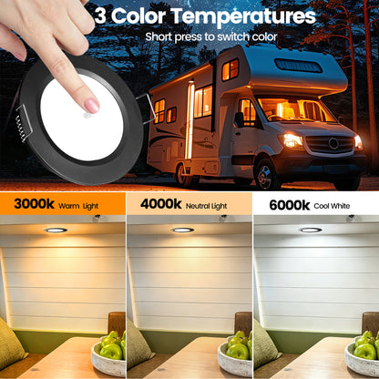 12V LED Lights, Recessed Ceiling Light 76mm 3CCT 3000K/4000K/6000K