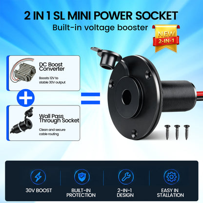 acegoo for Starlink Mini Wall Pass Through Socket, 12V to 30V Boost Converter
