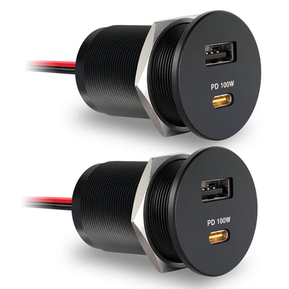 118W 12V USB Socket Aluminum Outlet, 100W PD3.0 USB-C & 18W QC3.0 USB-A