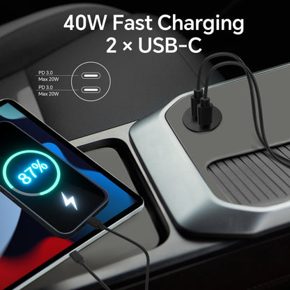40W 12V USB C Socket, Dual Port USB C PD 3.0 20W Outlet All Aluminum