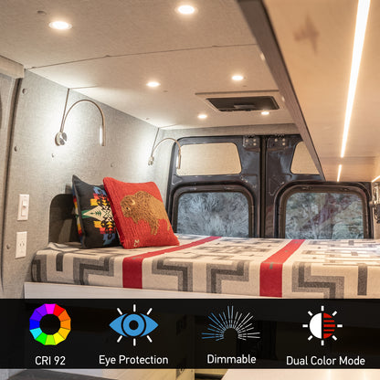 12V LED Reading Light 4000K RV Boat Inbuilt USB Charger/Red Night Light Flexible