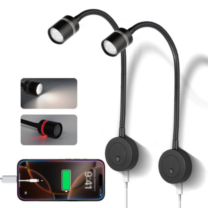 RV 12V LED Reading Light 4000K / Red Nightlight Built-in 20W Type-C Charger