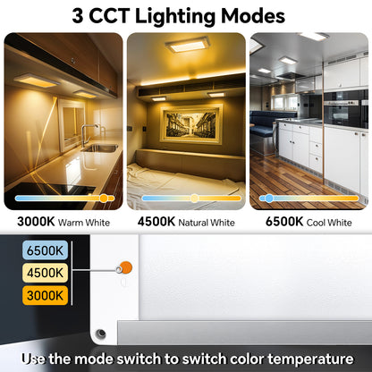 12V LED Ceiling Light Full Aluminum 11W, 3 Color Temperature Switchable, Dimmable Panel Lamp 32.5cmX14.5cm 1180 Lumen