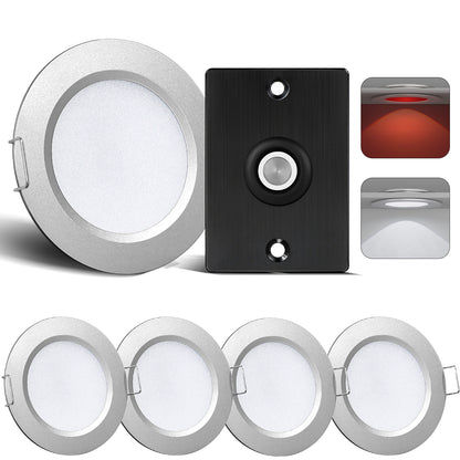 12V LED Puck Light Kit,  3” Recessed 12V Bi-color LED Downlight Full Aluminum for Boat Camper Van Trailer Motorhome, 3W CRI90+ Dual Color (12V Dimmer included)