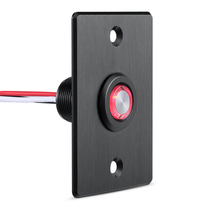 12V Dimmer Switch PWM Low Side, Push Button Dimmer for RV Boat Lighting & Led Strip Light, 6A Full Aluminum with Red Ring Light