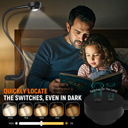Clip On Reading Light, 3 Color Mode Dimmable LED,USB-C Adapter Included