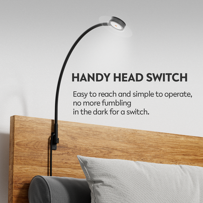 Minimalist Bedside LED Reading Light, CRI 90+ 4000K, Powered by USB