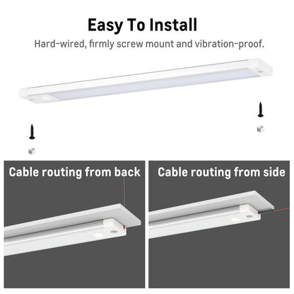 RV 12V Under Cabinet LED Lighting Linear Light Bar with Integral Dimming Switch & Red Light, Screw Mount 12 Inches