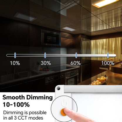 12V LED Ceiling Light Full Aluminum 11W, 3 Color Temperature Switchable, Dimmable Panel Lamp 32.5cmX14.5cm 1180 Lumen