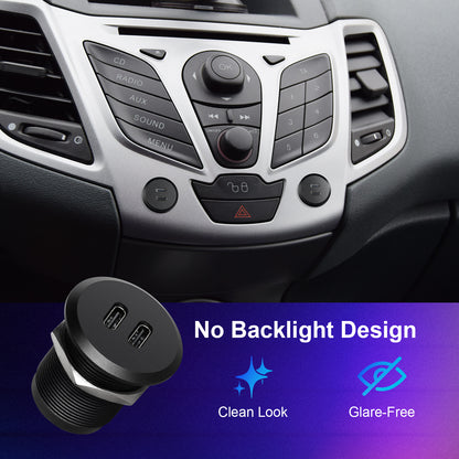 12V USB Outlet USB C Charger, 24W Output