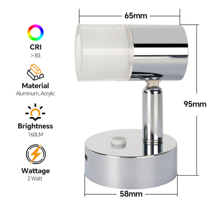 12V Reading Light RV 3200K/Red Night Light Built-in 20W Type-C Charger 1 Pack