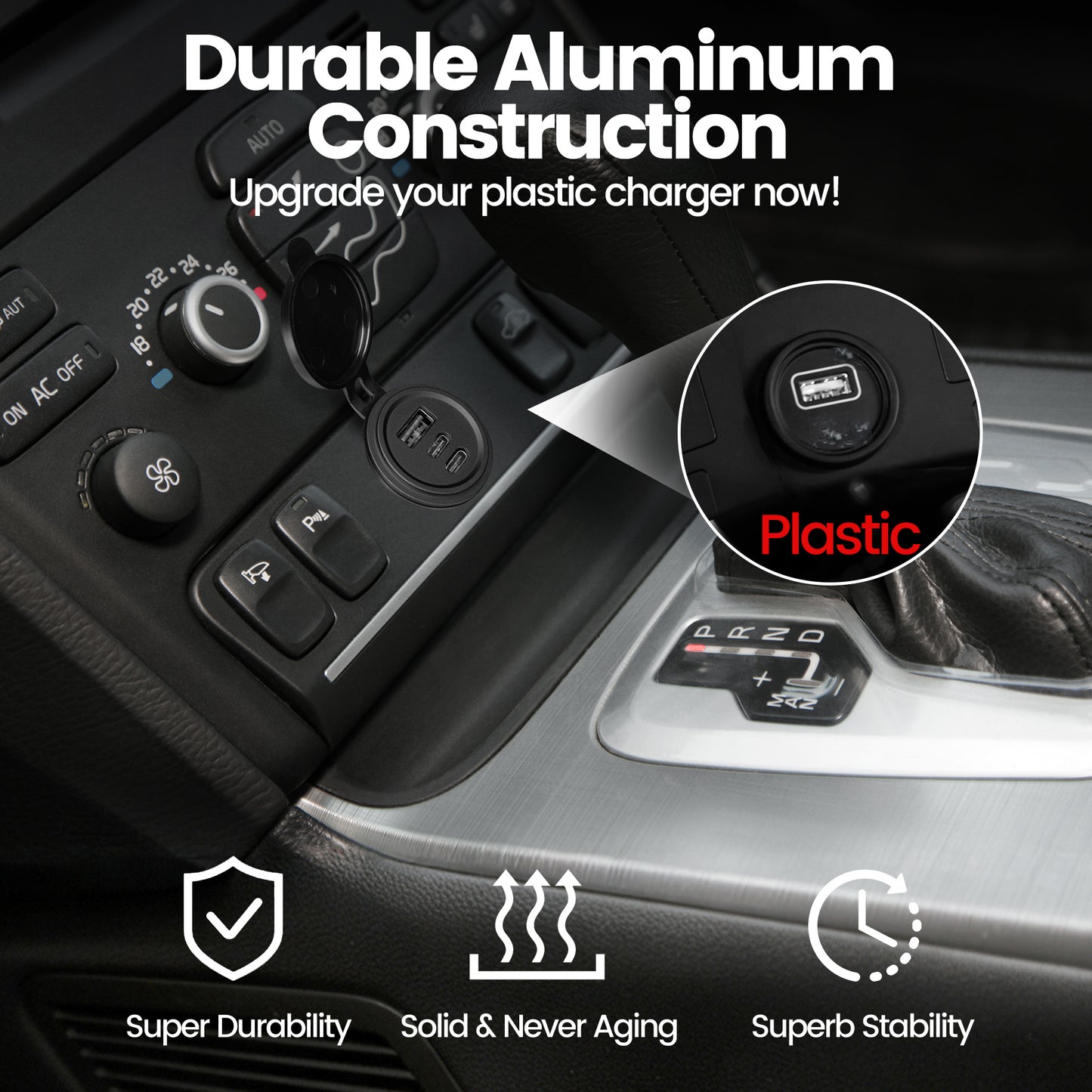 68W 3 Port 12V USB Socket Outlet, 2*USB C +USB A